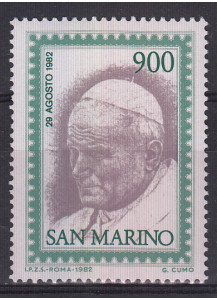 1982 San Marino Visita di Giovanni Paolo II 1 valore nuovo Sassone 1105